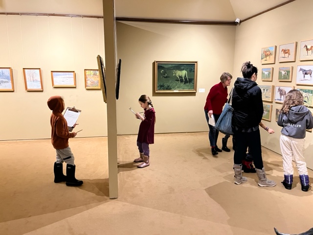 Homeschool students completing a art vocabulary scavenger hunt